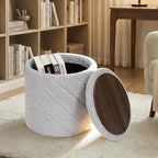 13" Foldable Boucle Round Storage Ottoman,Space-Saving Footrest/Seating/Coffee Table for Small Apartments,Dorms & Bedrooms-Grey