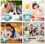 UKBW Audio Guest Book Wedding Phone, 32G Record Customized Audio Message with Guest Book, Retro Style Audio Guestbook for Birthdays Parties Confessions Special Occasions, Blue