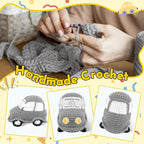Positive Funny Crochet Car, Emotional Support Mini Handmade Crochet Gift, Inspirational Birthday Gifts for Men Women Friends Boyfriend Dad Coworker, Grey