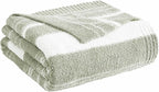 WRENGONGE Sage Green Throw Blanket, 60x80 Soft Cozy Striped Throw Blankets for Couch, Sofa, Bed, Travel, Lightweight Fluffy Warm Plush Decorative Blankets for Women, Men Gift