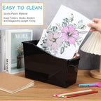 Fuutreo 12 Pieces Book Bins for Classroom Plastic Binder Holder Magazine Stuff Folder File Organizer Box for Home Office School Supplies(24 pcs,Black)