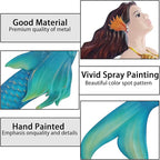 John's Studio Metal Mermaid Sea Wall Decor Outdoor Garden Hanging Art Sculptures Home Ocean Theme Decorations for Kitchen Bathroom and Pool - 14.9Inches