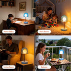Nordic Bedside Lamp, LED Rechargeable Small Table Lamp with 3CCT & Stepless Dimming, Battery Powered Small Table Light for Bedroom Desk and Decor (Sky Blue)