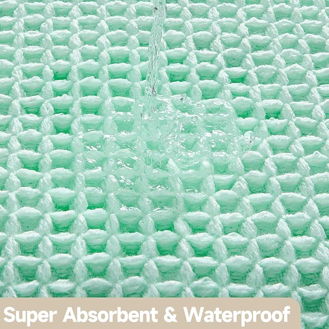 Waffle Bath Mat, Boho Bathroom Rugs Non Slip Washable Super Absorbent Quick Dry Cute Bath Mat Farmhouse Bathroom Decor, 36"x24" Aqua Blue