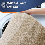OLANLY Bathroom Rug Set 2 Piece, Soft Absorbent Microfiber Bath Rug Set, Non-Slip, Machine Wash Dry, Plush Shaggy Bath Mats for Bathroom (30"x20"+24"x16", Tan)