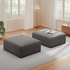 40" Square Stuffed Ottoman Pouf for Sofa Couch, Corduroy Poufs with Foam Chunk Filling, Furry & Fluffy Pouf Footstool Movable Ottoman. 40 * 31 Floor Poufs Foot Rest for Living Room, Grey(2 Piece Set)