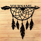 Personalized Dream Catcher Metal Wall Art - Custom Name Iron Sign for Home Decor, 8-30 Inch Black (Style F)