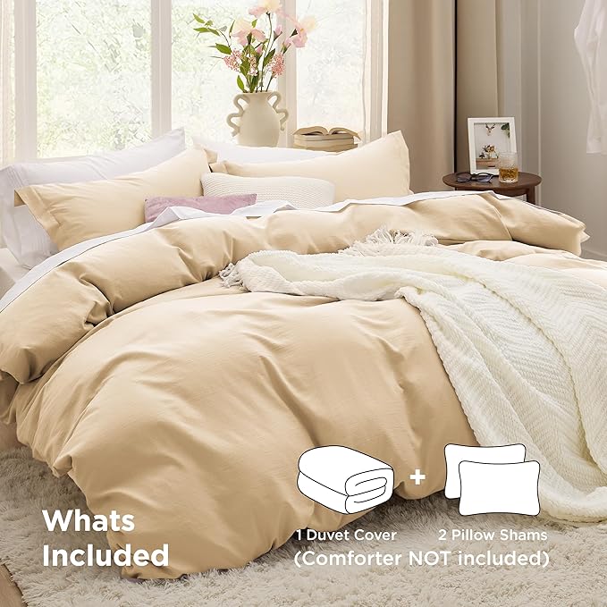 Bedsure Alabaster Gleam Duvet Cover King Size - 3 Pieces Prewashed Extra Soft Bedding Set, Includes 1 Duvet Cover 104x90 Inches with Zipper Closure & 2 Pillow Shams, Comforter Not Included