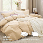 Bedsure Alabaster Gleam Duvet Cover King Size - 3 Pieces Prewashed Extra Soft Bedding Set, Includes 1 Duvet Cover 104x90 Inches with Zipper Closure & 2 Pillow Shams, Comforter Not Included