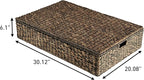 happimess BSK2015B-SET2 Holden 30" Classic Costal Hand-Woven Hyacinth Wicker Under Bed Storage Basket with for Storage and Decoration in Bathroom, Bedroom, Closet, Entryway, Brown (Set of 2)