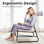 DAICO Modern Accent Chair Armless Sling Accent Chairs Comfy Upholstered Side Sitting Chairs with Metal Frame for Living Room Bedroom Balcony Garden, Linen, Beige