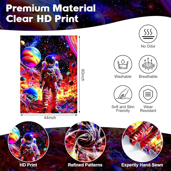 NYZE Astronaut Space Tapestry for Bedroom, Glow in the Dark Room Decor Wall Tapestries, Cool Galaxy Planet Wall Hanging, Wall Hanging for Men Guys Gamer Room Dorm Living Room 44x60 in