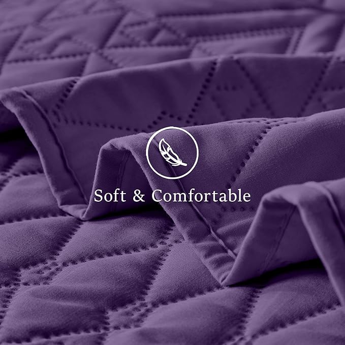 akkialla Twin Quilt Set, Dark Purple Lightweight Microfiber Bedspread Coverlet, Boho Geometric Pattern, Soft All-Season Bedding, 2-Piece (1 Quilt, 1 Pillow Sham) | Breathable fabric, Modern style