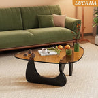 Coffee Tables Glass Small Farmhouse Coffee Table Mid-Century Modern Wood Center Table for Living Room, Black Brown, 45 Inch