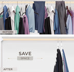 MORALVE Pants Hangers Space Saving - European Beechwood Scarf and Jean Hangers - Closet Organizer and Space Saver Pant Rack, Leggings Hanger, and Scarf Holder with 360° Swivel Hook (1 Pack)