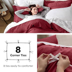 Bedsure Red Duvet Cover King Size - 3 Pieces Prewashed Cotton-Like Polyester Extra Soft Bedding Set, Includes 1 Duvet Cover 104x90 Inches with Zipper Closure & 2 Pillow Shams, Comforter Not Included