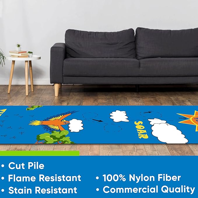 KIDCARPET.COM Sensory Path Rug Bird, Educational Classroom Rug, Kids Learning Play Mat | Area Rug for Bedroom or Playroom