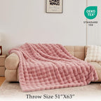 BENVWE Faux Fur Throw Blanket for Couch - Fluffy Soft Thick Bubble Blanket for Living Room Home Decor - Mothers Day Birthday Gifts for Women, Dusty Pink, 51" x 63"