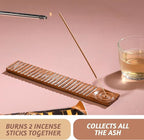 Folkulture Wood Incense Holder - Ash Catcher or Stick Incense Burner for Table Decor, Natural