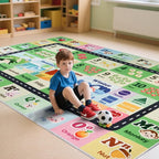 Kids ABC Rug for Playroom, Classroom Alphabet Area Carpet Playmat,Washable Toddler Mat for Baby Room,Play Room,Bedroom,Floor,Nursery (Green,7'x10')