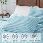 BEDELITE Fleece Twin Comforter Set -Super Soft & Warm Fluffy Light Blue Bedding, Luxury Fuzzy Heavy Bed Set for Winter with 1 Pillow case