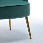 Trendy Velvet Accent Chair with Gold Metal Legs, Upholstered Armchair for Small to Mid-Size Spaces, Modern Living Room, Bedroom, Vanity Desk and Entryway, Mint Green