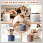 Pouf Ottoman Foot Rest, Comfortable & Soft, Round Footstool for Living Room, Bedroom, Office, Room Decoration, Corduroy Foot Stool Pouf with Odorless & Anti-Clump Filling, Small Dark Grey