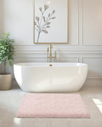 ILANGO Pink Christmas Bathroom Rugs 36" × 24" Non Slip & Super Absorbent Extra Thick Soft, Washable Bath Mat for Floor, Non Shedding Microfiber Shaggy Bath Rug with Rubber for Bathtub Sink