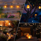 Hompavo Gen2 Solar Lanterns Outdoor with Ultra-Real Flame, Dual Charging (USB/Solar) & 2 Modes - Waterproof Decorative Hanging/Table Lights for Yard Patio Garden Gift Halloween Christmas Decoration, 4