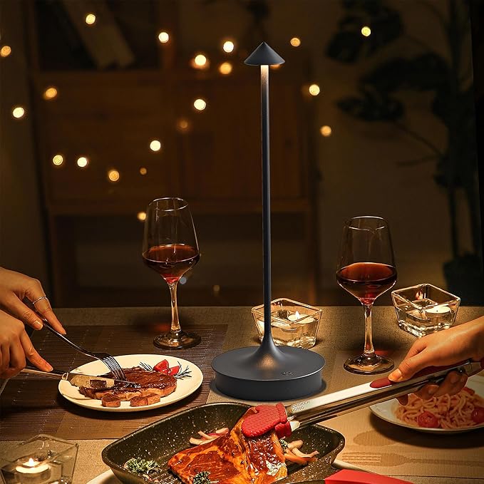 Cordless Table Lamps Rechargeable, LED Desk Lamp 4000mAh Battery Operated Outdoor Waterproof Portable Touch Dimmable Table Light for Patio/Restaurant/Bar/Indoor (Black-1PC)