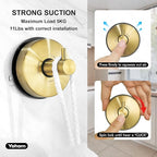 YOHOM Suction Cup Hooks for Shower Towel Holder Stainless Steel Vacuum Bathroom Shower Hook Suction Washcloth Hanger Kitchen Towel Rack for Robe Loofah Wreath Glass Door Window Wall Brushed Gold 2Pcs