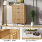 GarveeHome 5 Drawers Dresser for Bedroom, Fluted Dresser Chest of Drawers with Handle, Wood Modern Dressers for Closet, Bedroom Furniture Storage Organizer for Living Room, Hallway
