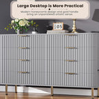 8 Drawer Dresser for Bedroom, Fluted 55 in Wide Modern Chest of Drawers with Deep Drawers, Long Large Double Dresser TV Stand, Wooden Dresser Organizer for Living Room, Hallway, Kids Room, Grey