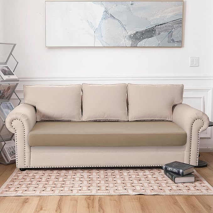 100% Waterproof Couch Cushion Covers L Shaped Chaise Cover, Stretch Seat Covers for Sectional Sofa, Reversible Couch Sofa Protector Covers for Kids Pets (Chaise Cover, Sand)