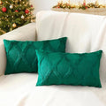 decorUhome Spring Throw Pillow Covers 12x20 Inch Set of 2, Soft Plush Faux Fur Wool Lumbar Green Couch Pillow Covers, Decorative Neutral Pillow Cases for Bed Sofa Living Room Home Decor