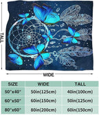 Blue Butterfly Blanket for Womens Girls Dream Catcher Throw Blanket Gifts for Kids Boys Soft Warm Cozy Flannel Blanket for Couch Sofa Bed 60"x80"