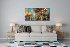 Alenoss 3D Oil Paintings 48x24 Inches Hand Painted Abstract Landscape Romantic Canvas Wall Paintings Home Decorations Texture Framed Wall Art for Living Room Bedroom Wall Decor Ready to Hang