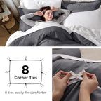 Bedsure Dark Grey Oversized King Duvet Cover - 3 Pieces Prewashed Cotton-Like Extra Soft Bedding Set, Includes 1 Duvet Cover 120x98 Inches with Zipper Closure & 2 Pillow Shams, Comforter Not Included