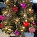 Valentine's Day Heart Ornaments for Tree - Valentine Ornaments Valentine Tree Decorations - Glitter Rose Gold Red Purple - Mini 24 Pcs