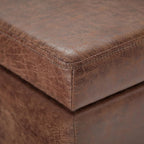 SIMPLIHOME Avalon Storage Ottoman Bench - 48 inch Wide Upholstered Vegan Leather Rectangular Lift-Top Ottoman in Distressed Umber Brown, Contemporary Bench for Living Room with High-Density Foam