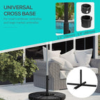 Outsunny Outdoor Universal Cross Brace Stand for Patio Umbrella, Cross Umbrella Base for Large Market Umbrella or Small Offset Umbrella, Black