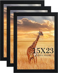 15x23 Picture Frame Set of 3, Wooden Frame Black for 15x23 Inch Picture Poster Photo with Durable Shatter Resistant Plexiglass,Wall Gallery Poster Photo frame 23 by 15 Frame for Wall best gift
