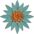 Blue metal flower wall decor, 10.5 "rural modern flower wall art, imitation old iron wall hanging for home decor, indoor kitchen, bedroom, living room, office, outdoor garden, courtyard featured artworks.