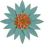 Blue metal flower wall decor, 10.5 "rural modern flower wall art, imitation old iron wall hanging for home decor, indoor kitchen, bedroom, living room, office, outdoor garden, courtyard featured artworks.