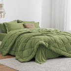 Love's cabin Twin XL Comforter Set Olive Green, 5 Pieces Twin XL Bed in a Bag, All Season Bedding Sets with 1 Comforter, 1 Flat Sheet, 1 Fitted Sheet, 1 Pillowcase and 1 Pillow Sham