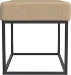 HomePop Theodore Channel Tufted Small Ottoman -Light Tan Textured Solid