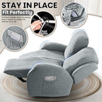 VANSOFY Recliner Loveseat Cover, 6-Pieces Stretch Dual Recliner Sofa Cover Soft Jacquard Reclining Couch Slipcover Furniture Protector with Elastic Bottom for Kid, Pets(2 Seat,Light Gray)