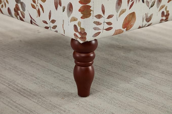 KEIKI Floral Accent Chair for Living Room - Sophisticated Vintage Charm with Classic Wood Legs, Elegant Upholstered Armchair