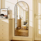 HARRITPURE 56"x21"Full Length Mirror Arch Floor Mirrors with Aluminum Alloy Frame Free-Standing Wall Mounted or Leaning Large Bedroom Dressing Mirror Modern & Contemporary Decor for Home,Black