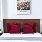 GAWAMAY Decorative Square Throw Pillow Covers 18"x18" Inch Set of 4, Super Soft Chenille Pillows Cover Fall Pillowcase for Living Room Bedroom Sofa Couch Cushion Cover Burgundy Red 45x45cm